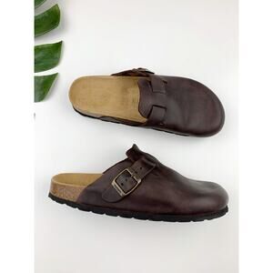 Mandel Clogs Brown Oiled Leather Slip On Comfort Shoes Women's 39 US 9